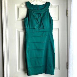 NWOT JAX Sleeveless Sheath Jade Green Satin-feel Dress Size 10
